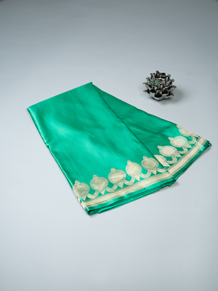 Banarasi satin Mashru silk sea green saree