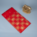 Venkatagiri pattu (red) saree with zari booty & big checks border, plain (red) blouse with checks border