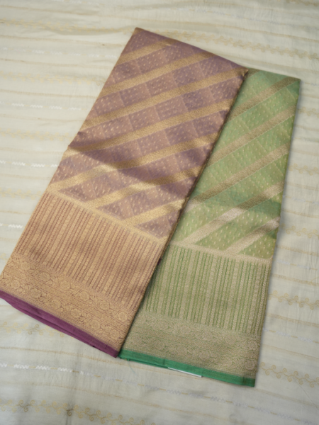 Banarasi duel tone gold tissue organza (pink) tissue plain blouse