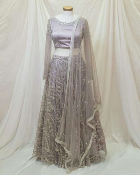 Net embroidery Lehanga
